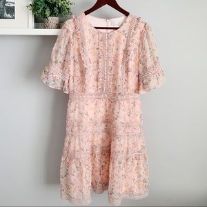 mixed lace fit & flare dress rachel parcell